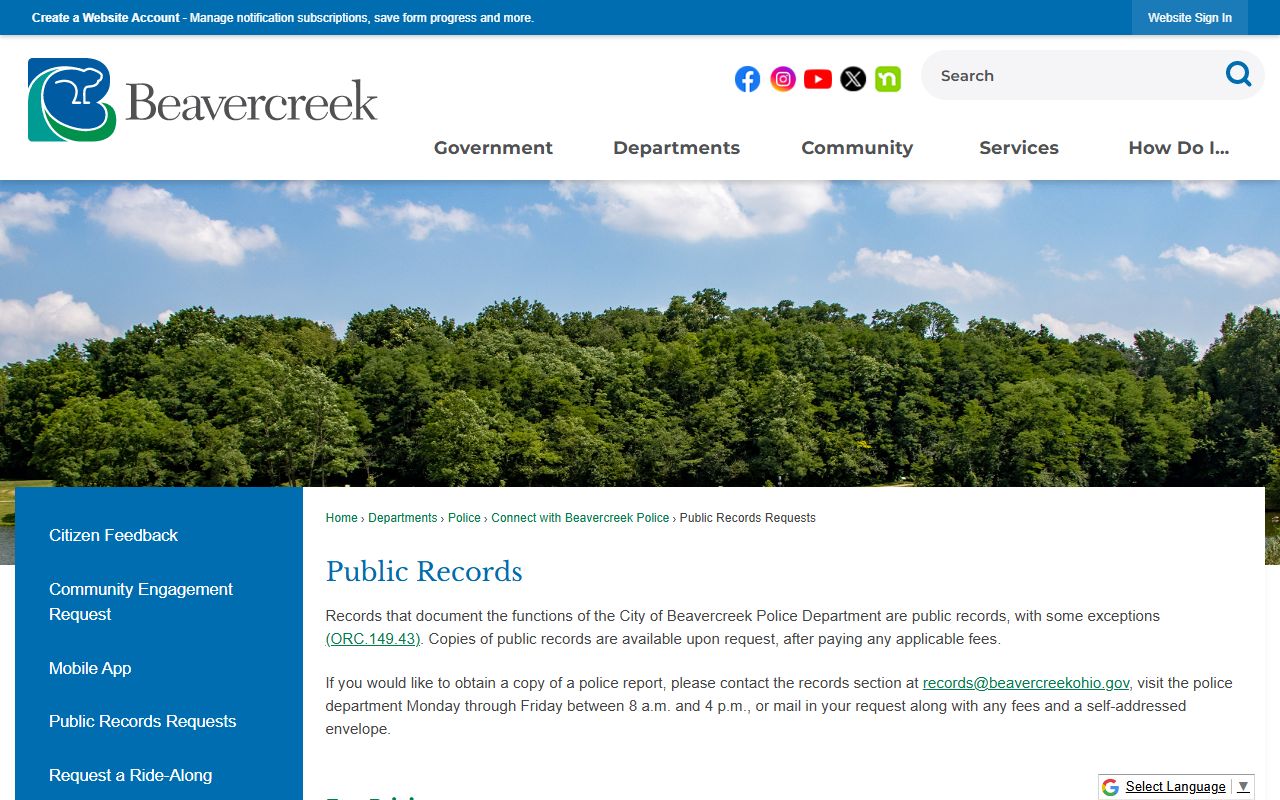 Beavercreek phone directory city website