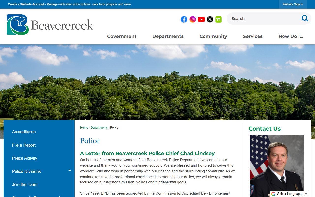 Beavercreek police phone directory website