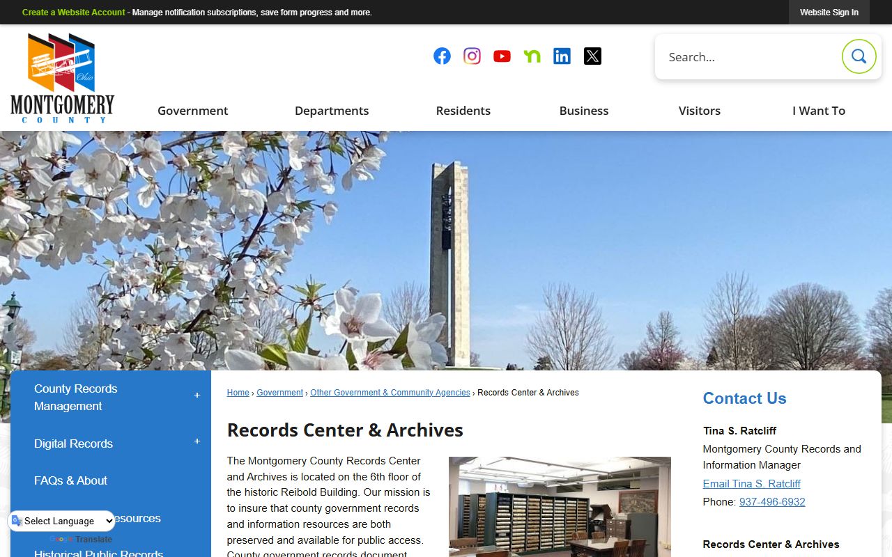 Dayton Montgomery County records center phone directory