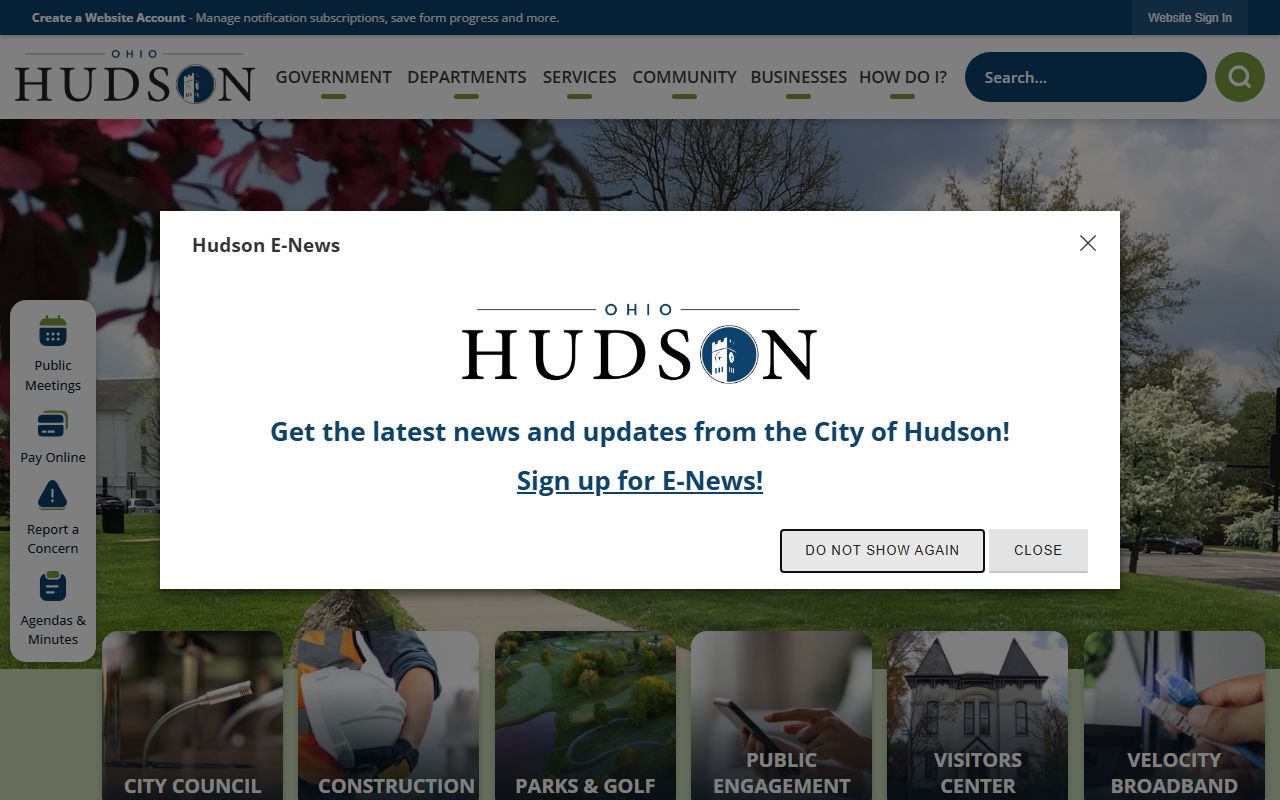 Hudson city website phone directory contacts