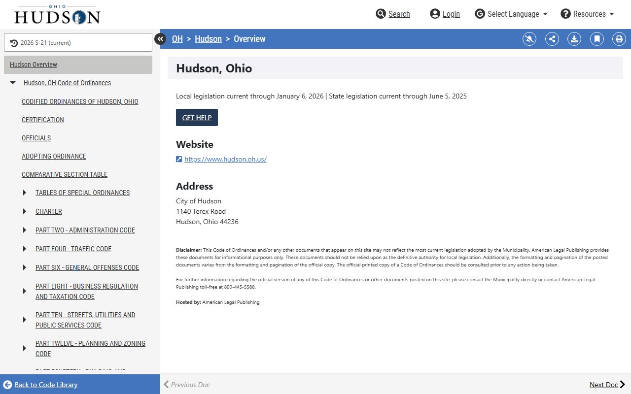 Hudson police department phone directory page