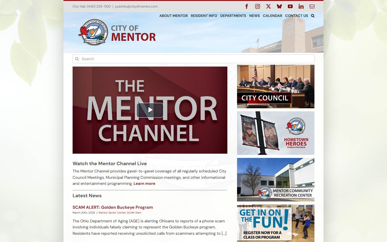 Mentor phone directory city website