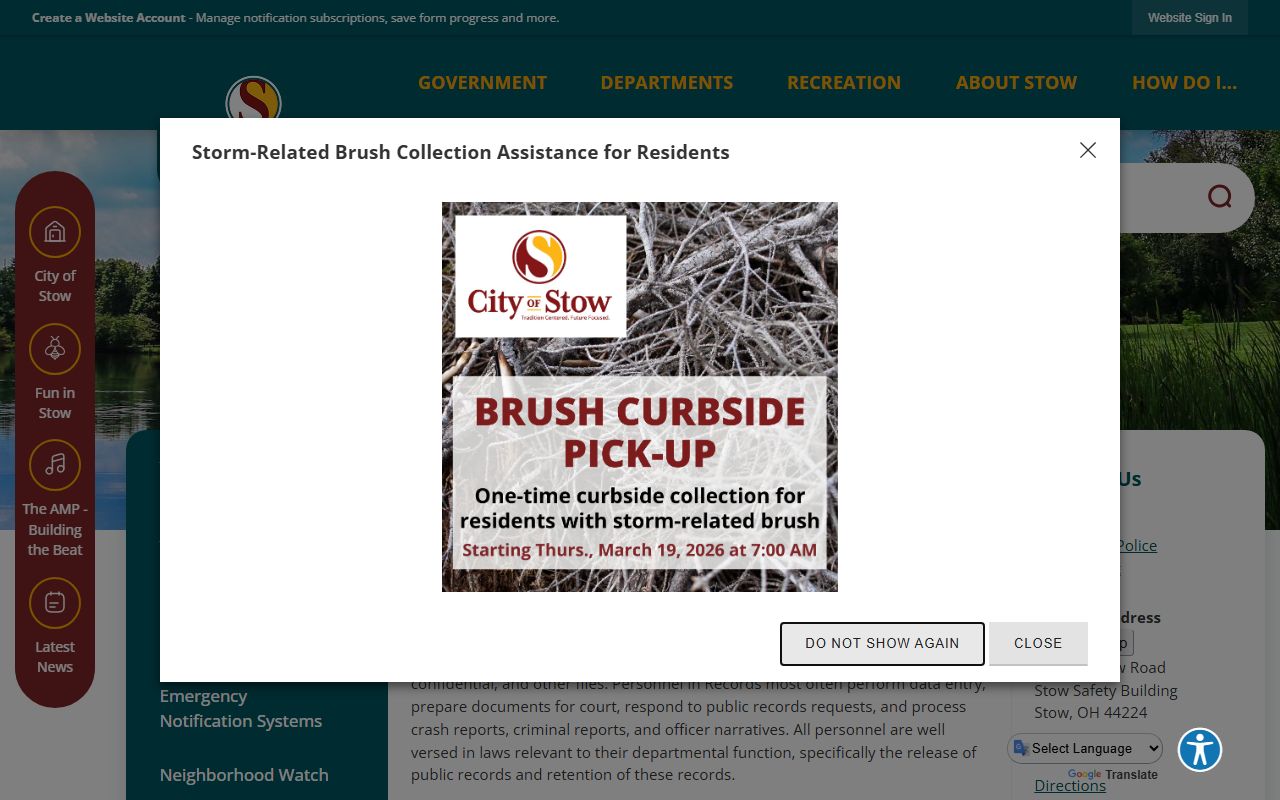 Stow police records division phone directory