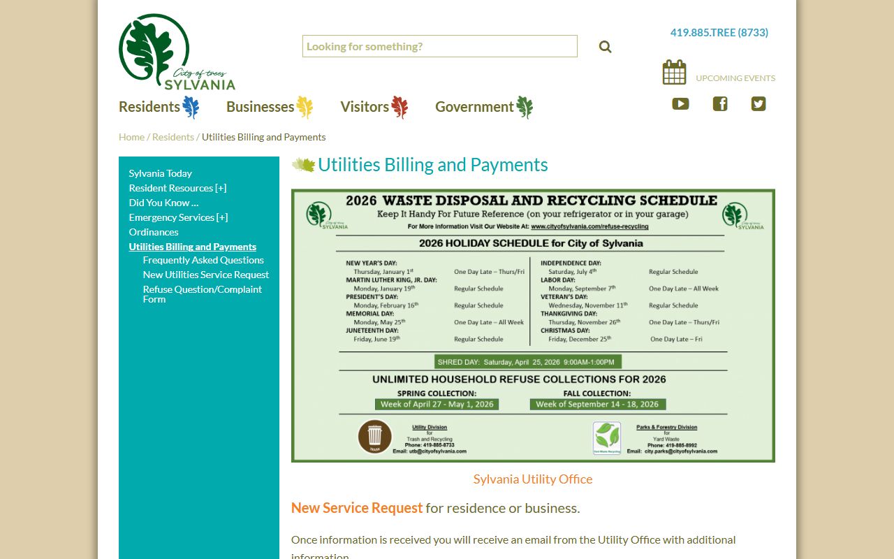 Sylvania phone directory city website