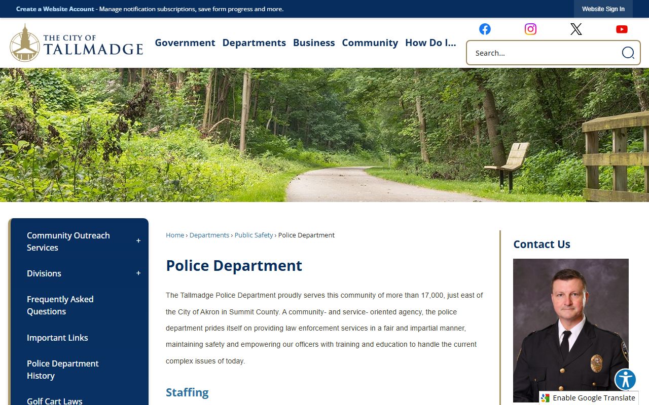 Tallmadge police department phone directory page