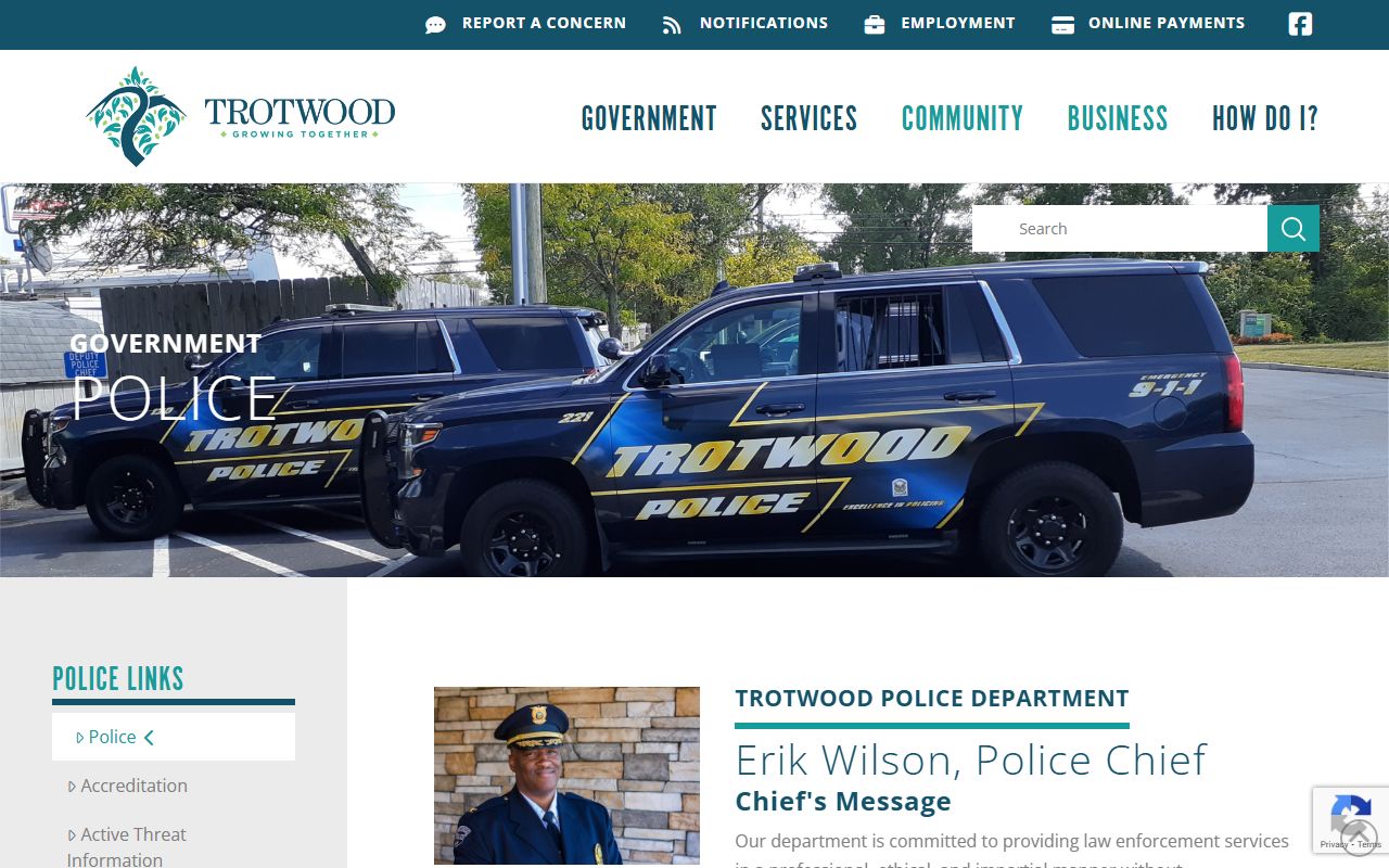 Trotwood police department phone directory page
