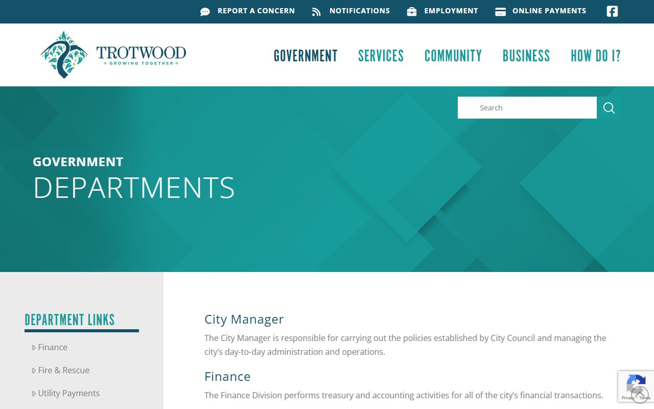 Trotwood phone directory city website homepage