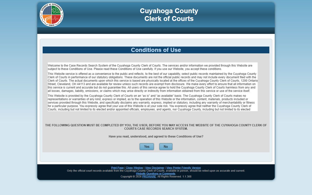 Cuyahoga County Common Pleas docket phone directory search