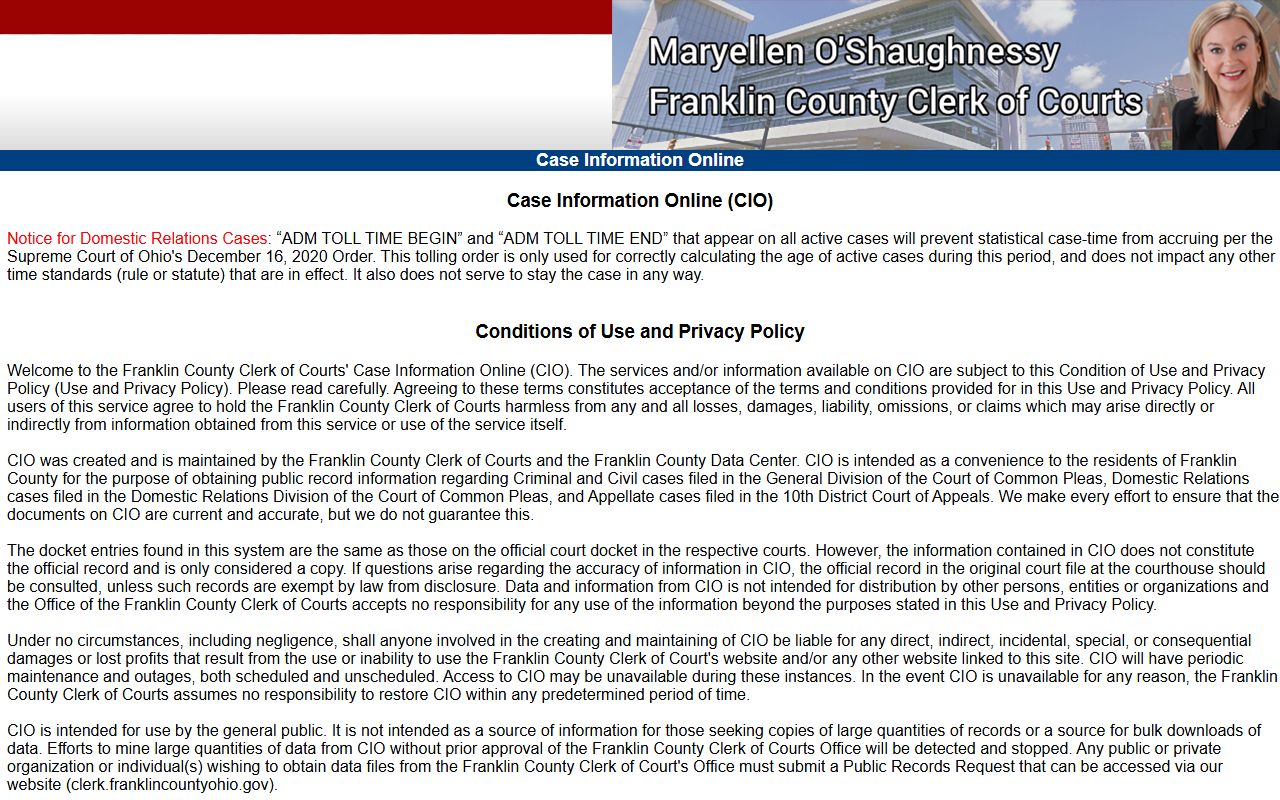 Franklin County Clerk case information online phone directory