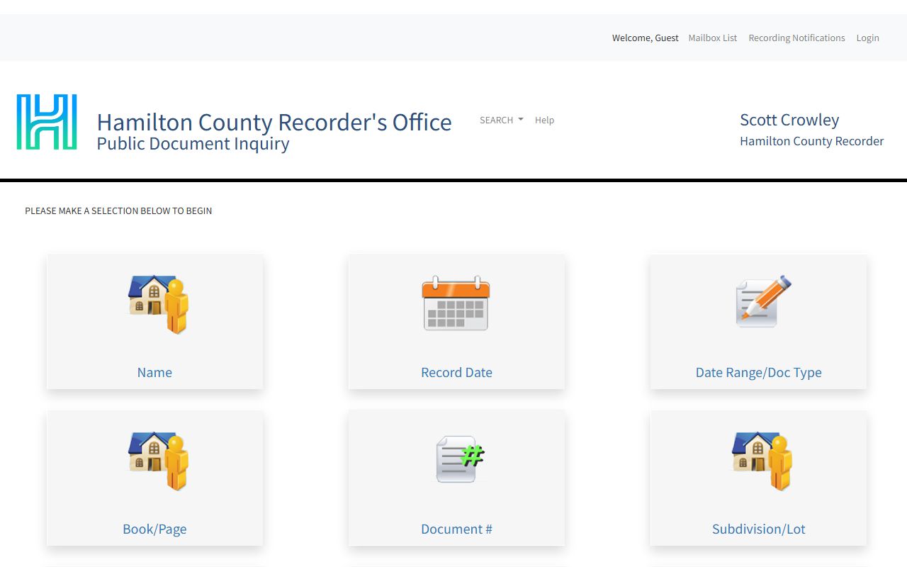 Hamilton County phone directory AcclaimWeb search portal