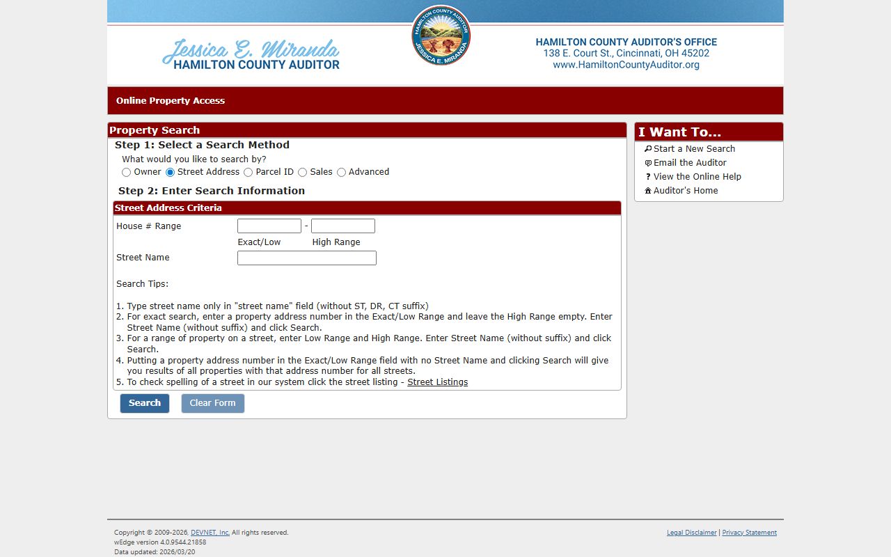Hamilton County phone directory auditor website