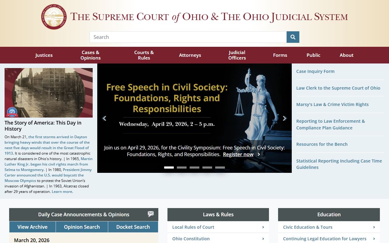 Ohio Supreme Court phone directory page