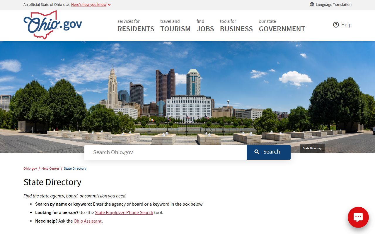 Ohio state phone directory search portal