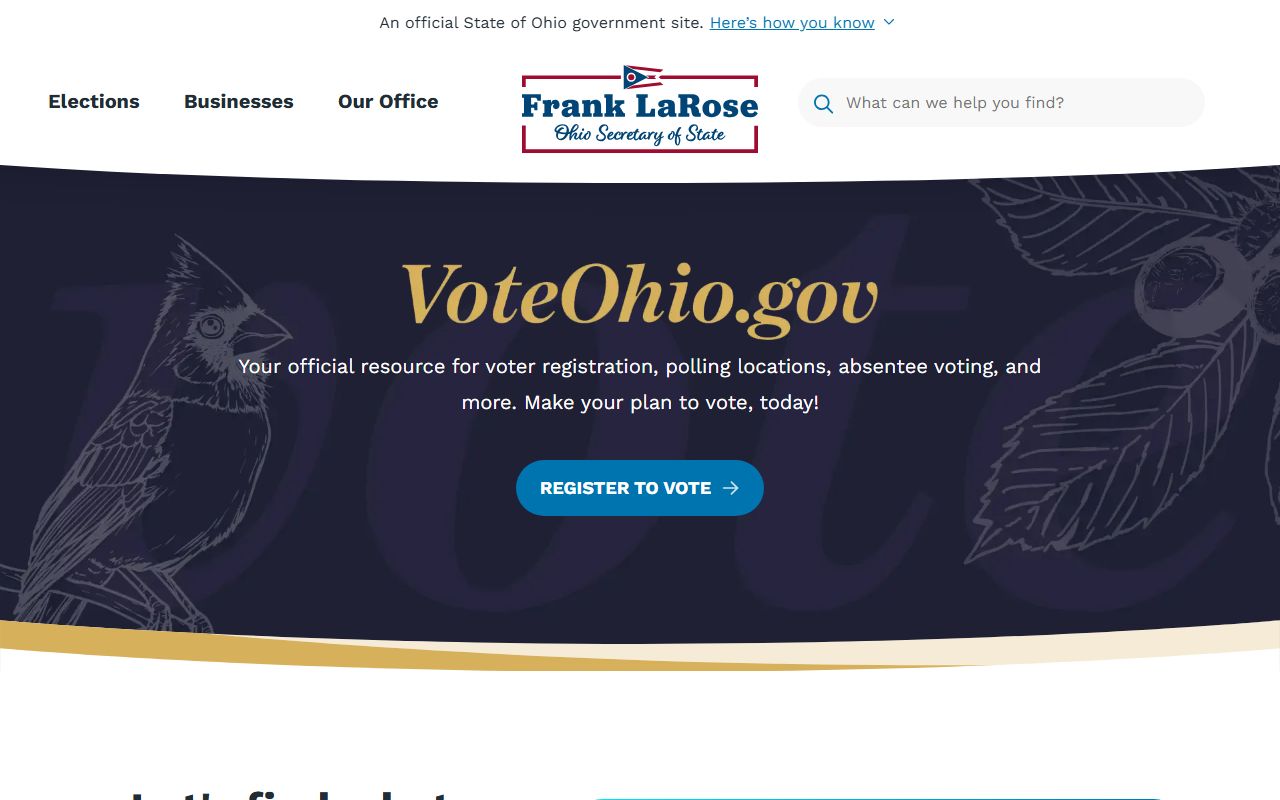 Ohio Secretary of State elections phone directory